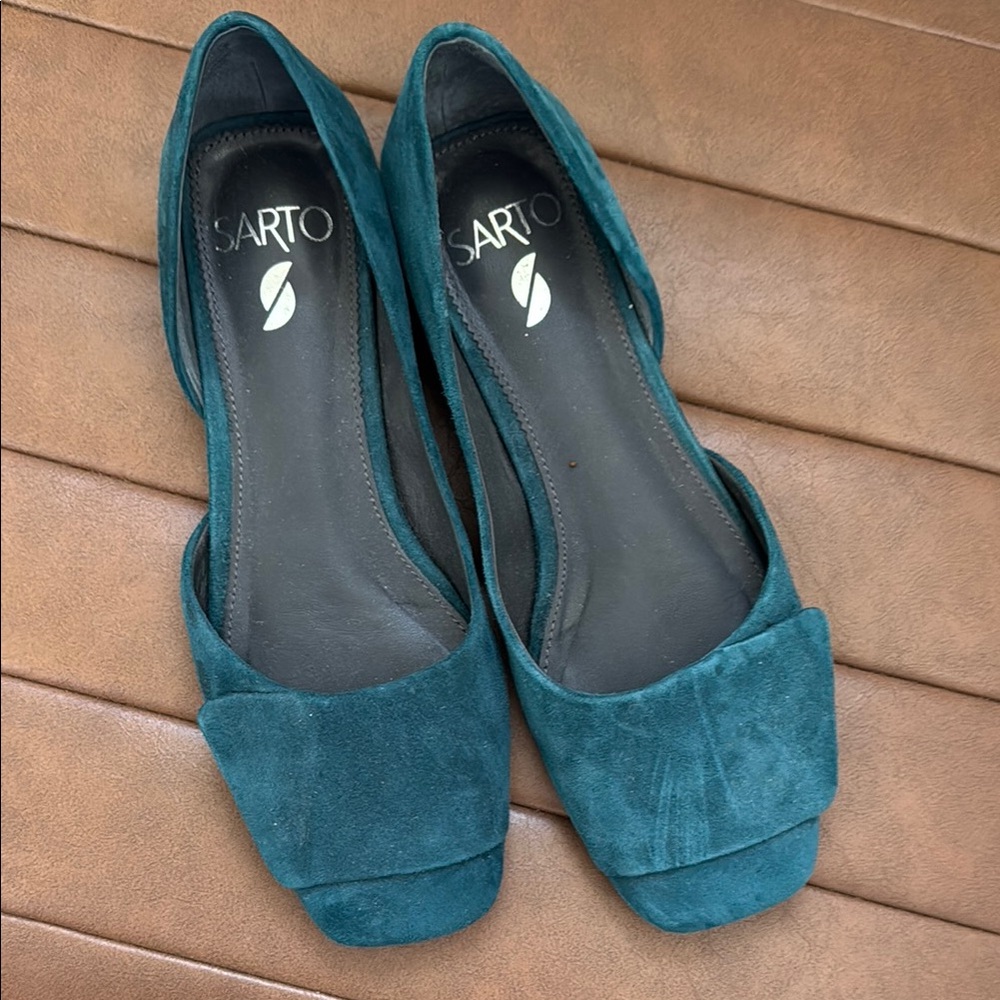 Women's Teal Suede Flats